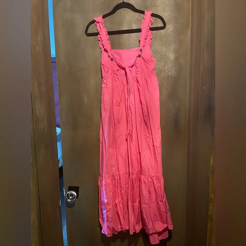 Pink Ruffled Women's Dress with semi open back - Picture 6 of 7